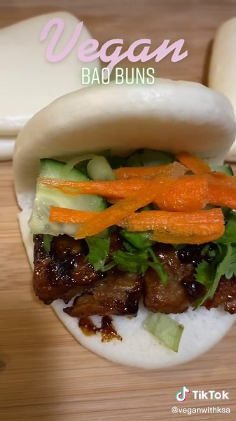 Vegan bao buns made from textured pea protein! #blackvegan #blackvegans #veganfood #vegan #veganfoodies #veganrecipes