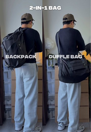 2 in 1 Travel and Gym Bag: Backpack & Duffle Combination
