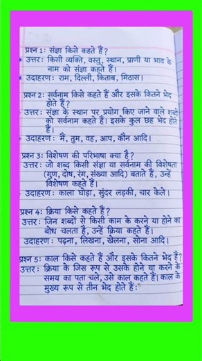 Hindi Vyakaran Top 10 Questions answers 📚 | Basic Hindi Grammar- प्रश्न-उत्तर #Shorts