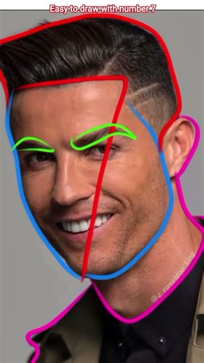 how to draw cristiano Ronaldo CR7 with easy tricks with number 7, easy to draw CR7 #goviral #art