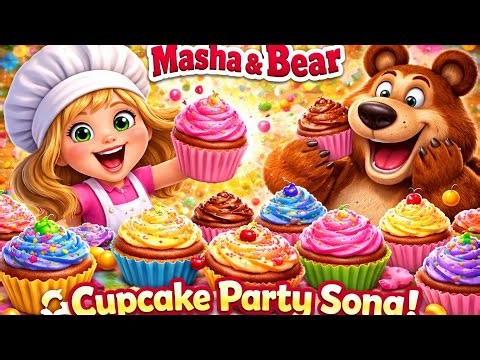 Masha & Bear Cupcake Party Song 🧁 Funny Cooking Adventure | Viral Kids Nursery Rhyme