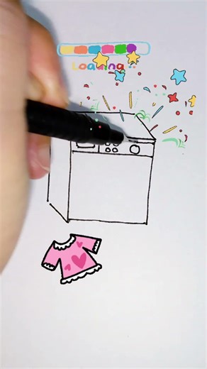 This is TOO Cute 🥺 draw little washing machine