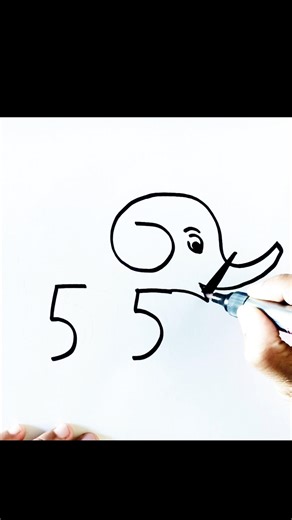 Easy Elephant Drawing 🐘 | 5 Number Trick Drawing ✏️ #shorts