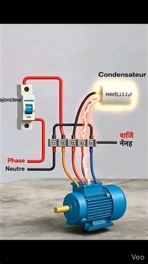 Circuit Breaker ON → Motor Starts | Capacitor Working Explained #Shorts