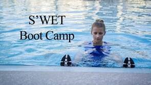 Intended for more advanced audiences, this pool workout features an intense aqua boot camp experience. The action is segmented into three parts: athletic drills using the wall, followed by agility skills using an imaginary (or real) line on the pool floor, and then finished with a segment using foam dumbbells. | PoolFit | Facebook