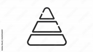 Animated pyramid chart line icon. Triangle diagram animation. Organization structure. Data presentation. Loop HD video with alpha channel, transparent background. Outline motion graphic