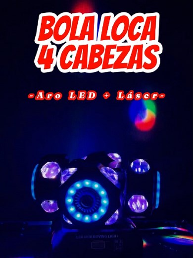Unboxing de Bola Loca 4 Cabezas con Aro LED y Efecto Láser