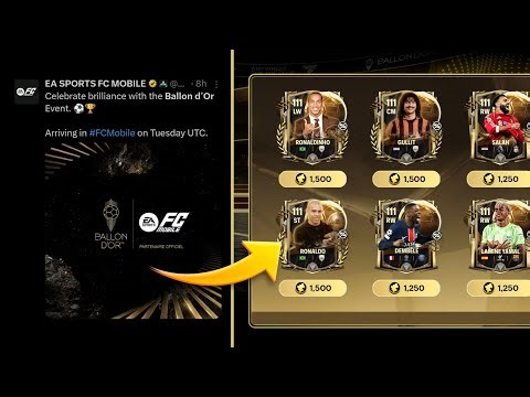 NEW BALLON D'OR SIDE EVENT IS HERE 😨 RELEASING NEXT WEEK 👀 111 OVR R9, GULLIT CARDS FOR 1,500 SHARDS
