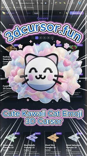 Adorable 3D Kawaii Cat Emoji Cursor 🐾✨ #3dcursor #computercursor #pcsetup #cat #kawaii