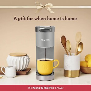 9.5K views · 67 reactions | Give the gift of delicious drinks and space-saving design. The Keurig K-Mini Plus coffee maker brews great tasting beverages like a dark roast coffee, hot cocoa or apple cider. Shop Now! https://krg.bz/3kCguvA | Keurig | Facebook