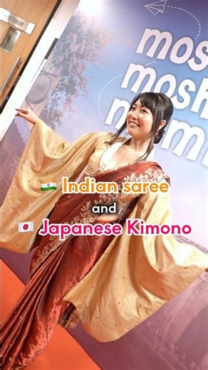 Indian saree 🇮🇳 ✖️ 🇯🇵 Japan kimono fusion ❤️For Moshi Moshi Mumbai premiere ✨