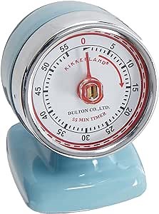 Kikkerland Vintage Streamline Timer – Retro Decor for Home & Kitchen – Windup Timekeeper in Blue