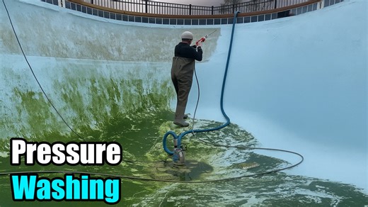 2-Year-Closed Pool Cleaned and Restored - Watch the Amazing Transformation with Pressure Washing