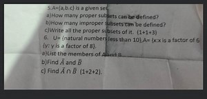 A=\{a, b . c\} is a given set a)How many proper subsets can be ... | Filo