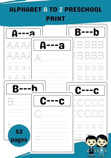 Alphabet Tracing Worksheets A–Z | Preschool Printable PDF | Learn to Write Letters for Kids - Etsy