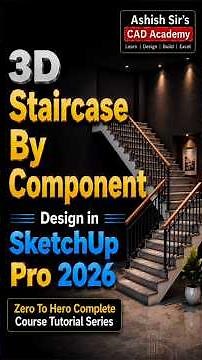3D Staircase By Component Design in SketchUp Pro 2026 | Zero to Hero Complete Tutorial Series #viral