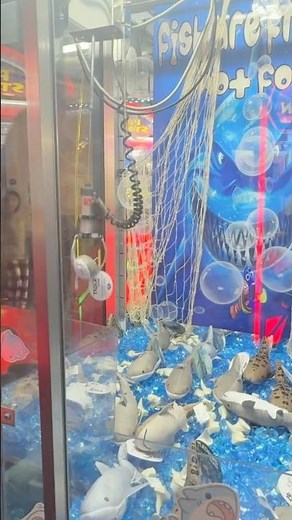 Winning a #shark on a #clawmachine at #kalahariresorts