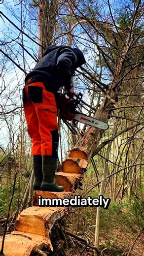 what is this lumberjack doing? #feedshorts #chainsaw #sawblade