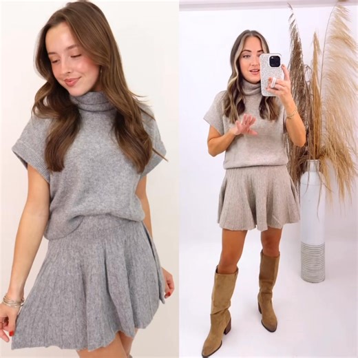 11K views | Effortless, cozy, and so chic 懶 This sweater mini skirt set is the ultimate fall outfit — soft knit fabric, flattering fit, and that neutral tone that goes with everything. ✨ Tap to shop and grab it while it’s still in stock! SHIPS FAST FROM ALABAMA! FREE Shipping on $100+ purchase! | Moda Boutique | Facebook