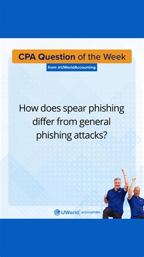 Peter Olinto and Roger Philipp definitely aren’t “phishers,” but they want you to learn more about them with this free CPA Exam question from ISC. ✅ See the answer choices, make your selection, and experience our detailed answer explanations. Link in bio.