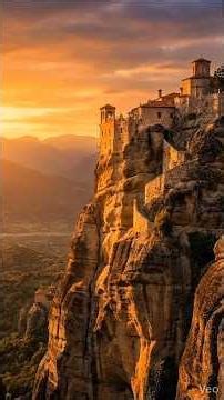Ancient Monasteries of Meteora,Greece on Sky High Cliffs.