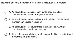 How is an absolute monarch different from a constitutional mona... | Filo