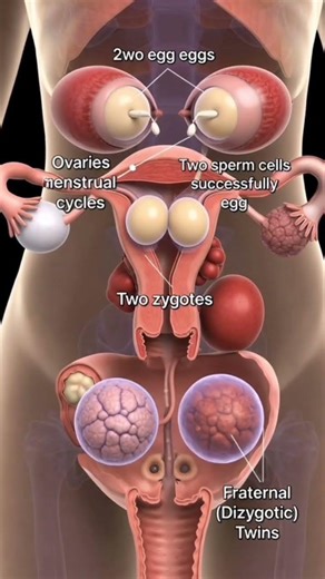 Fraternal Twins Formation | Fertilization to Implantation 3D Animation #twins #fertilization #shorts