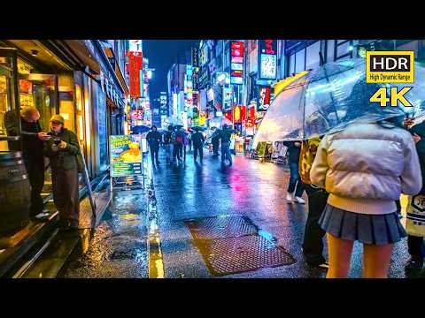 Tokyo Rain Night Walk 🇯🇵 | Shinjuku 新宿 Neon Reflections (4K60 HDR Remastered, Brighter Edition)