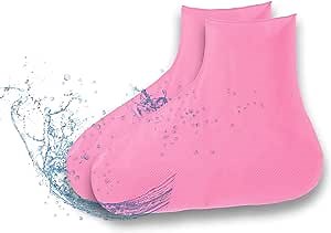 Waterproof Shoe Covers, Non Slip Reusable Silicone Rubber Outdoor Shoe Covers for Rain and Snowy for Kids, Men, Women- Large pink