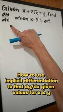 Use implicit differentiation to find dy/dx at specified values of x & y #apcalculus #apcalc ￼