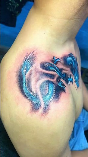 Hình xăm rồng xương quai xanh - xăm hình đông tân