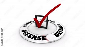 Defense Check Mark Box Defensive Plan Defence Strategy 3d Animation