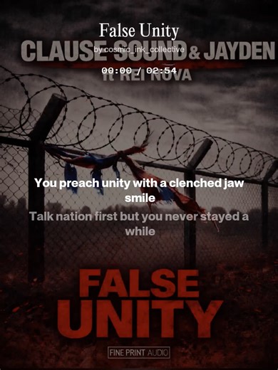 False Unity - Clause Sound & Jayden ft Rei Nova A song about unity used as a weapon. Words about culture hiding division and racism. Targets individual who aim to conquer through chaos. Had real fun making this one. Out on all platforms tomorrow 3 Feb 2026🎧🔥 #collab #fyp #viral #hiphop #originallyrics @stop.racism15 FULL LYRICS You preach unity with a clenched jaw smile Talk nation first but you never stayed a while Point at the mirror call it strength and pride But the script only works if th