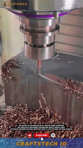 CNC Milling Machine Cutting Sharp Edges On Solid Metal Block #machine #cnc