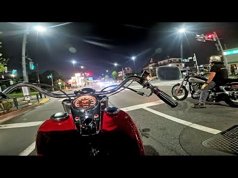 Harley Davidson Touring Tokyo at night exhaust sound