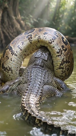 Ular Piton VS Buaya Raksasa di Sungai Hutan Amazon
