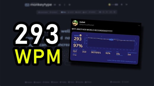 Unofficial 293 WPM Typing World Record Set by MythicalRocket
