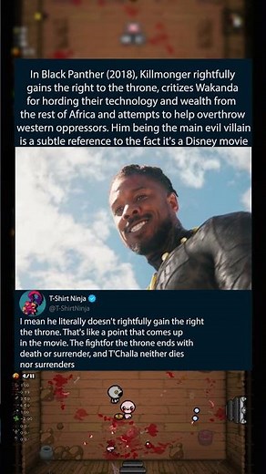 In Black Panther (2018), Killmonger rightfully gains the right to the throne, critizes