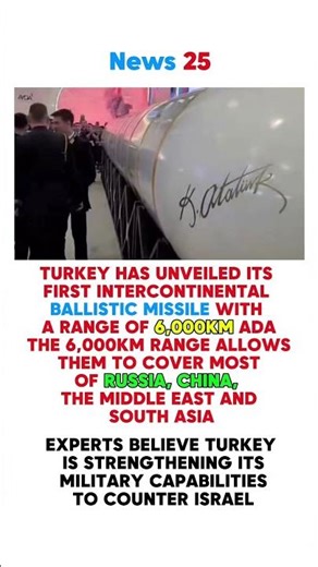 Turkey Unveils Its First 6,000KM Intercontinental Ballistic Missile “ADA” 🚀#israel #turkey #ada