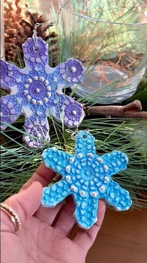How to make an ornament using air dry clay, #diycrafts #holidaydecor #snowflake handmade ornament