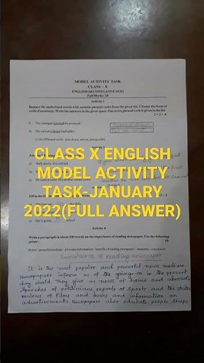 CLASS 10 ENGLISH MODEL ACTIVITY TASK JANUARY 2022- FULL ANSWERS || MODEL ACTIVITY TASK CLASS 10