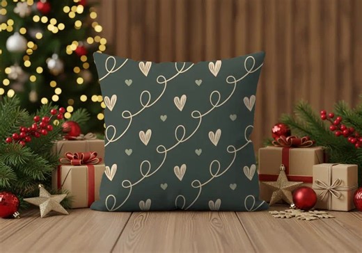 Green Cottagecore Heart Vine Pillow | Scandinavian Folk Art Cushion - Etsy