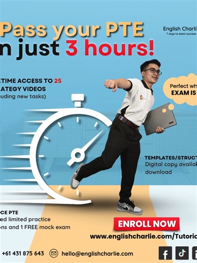 Pass PTE in Just 3 Hours?! Yes, It’s Possible! No time for live classes? Is your exam just around the corner? ⏰ Try our Quick Sprint Video Course (QSVC) — a self-paced, fast, and effective review designed for last-minute test takers who still want BIG results! The course covers all the essential strategies you need to prepare for your PTE exam—everything is included to help you review efficiently and confidently. Enroll here: https://www.englishcharlie.com/Tutorials 💳 GCash and Bank Transfer ar