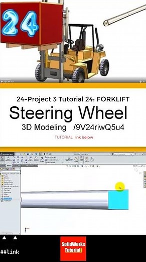 24- SolidWorks || Forklift ||: Steering Wheel Rod #3d #automobile #design #solidworks #cad