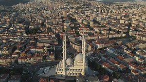 Islam mosque in a city, aerial view - Free Stock Video