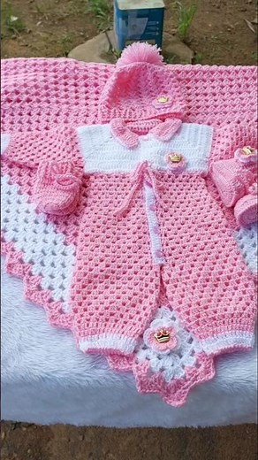 "Cute Crochet Baby Dress Set | Easy Woolen Jumpsuit with Blanket | Newborn Gift Idea 💕🧶"