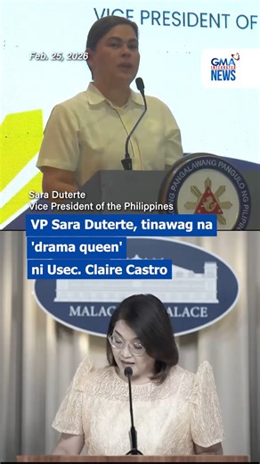 "DRAMA QUEEN" Sumang-ayon si PCO Usec. Claire Castro sa sinabi ni Vice President Sara Duterte na pinag-iisipan niya kung ano ang mangyayari kung hindi siya tumakbo bilang bise presidente. Sa isang conference sa Davao City noong Feb. 27, 2026, naging emosyonal at nostalgic ang bise presidente habang nagbabahagi ito ng kaniyang talumpati. | GMA News