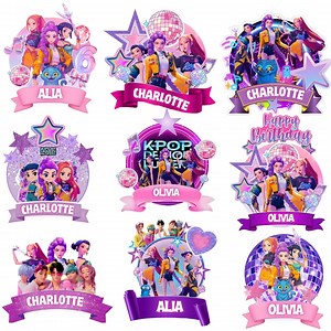 K-pop Demon Hunters Cake Toppers | Editable Birthday Party PNG (digital Download) - Etsy
