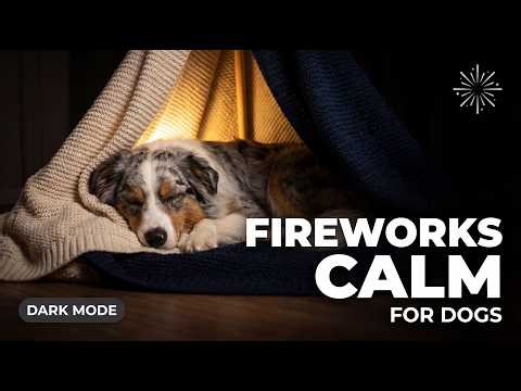 Fireworks Music for Dogs | Loud Booms Calm | 3 Hours (Dark Mode 10:00)