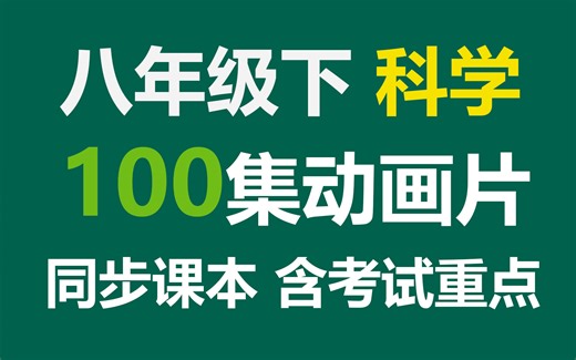 【100集全】八年级下科学同步教材动画片，总结了考试的重点和考点。